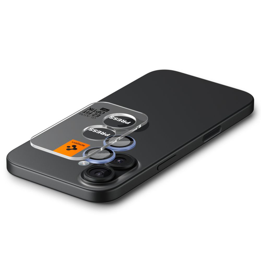 Beschermfolie Achtercamera Spigen GlastR EZ FIT Optik Pro voor Apple iPhone 17 / 16 Plus / 16, Gehard Glas, Set van 2 stuks, Blauw
