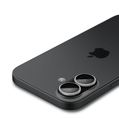 Beschermfolie Achtercamera Spigen GlastR EZ FIT Optik Pro voor Apple iPhone 17 / 16 Plus / 16, Gehard Glas, Set van 2 stuks, Zilverkleurig