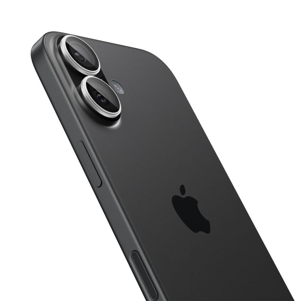 Beschermfolie Achtercamera Spigen GlastR EZ FIT Optik Pro voor Apple iPhone 17 / 16 Plus / 16, Gehard Glas, Set van 2 stuks, Zilverkleurig