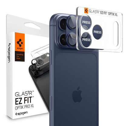 Spigen GlastR EZ FIT Optik Pro XL Rear Camera Protector for Apple iPhone 17 Pro, Tempered Glass, Blue