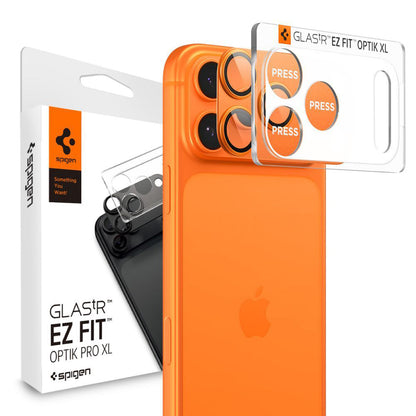 Beschermfolie Achtercamera Spigen GlastR EZ FIT Optik Pro XL voor Apple iPhone 17 Pro, Gehard Glas, Oranje AGL10645