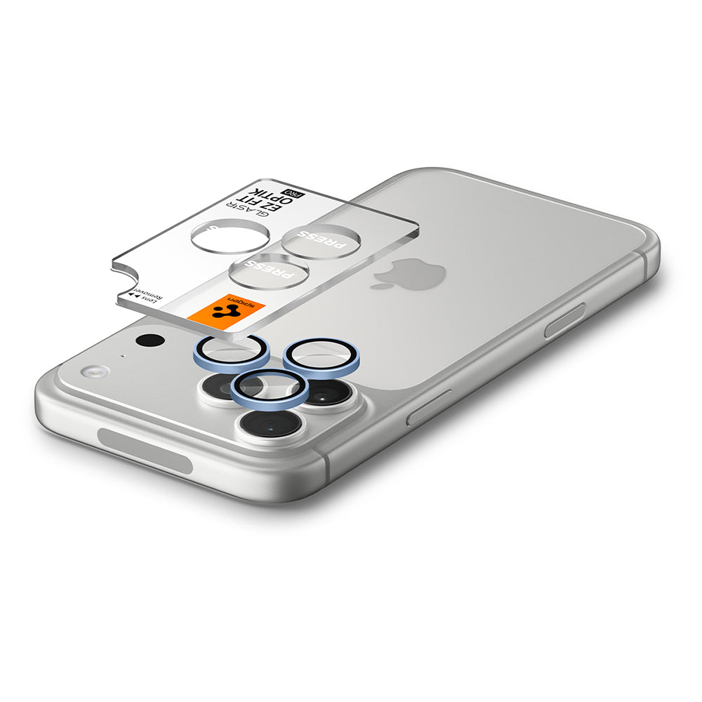 Achtercamera beschermfolie Spigen GlastR EZ FIT Optik Pro voor Apple iPhone 18 Pro / 18 Pro Max, gehard glas, set van 2 stuks, blauw AGL12045
