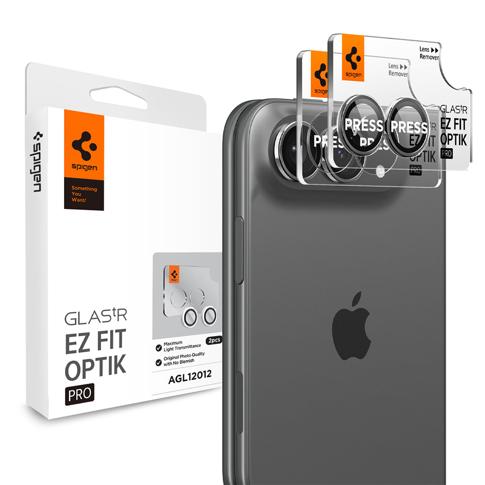 Achtercamera beschermfolie Spigen GlastR EZ FIT Optik Pro voor Apple iPhone Duo, gehard glas, set van 2 stuks, grijs AGL12012