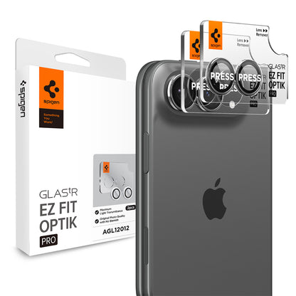 Achtercamera beschermfolie Spigen GlastR EZ FIT Optik Pro voor Apple iPhone Duo, gehard glas, set van 2 stuks, grijs AGL12012