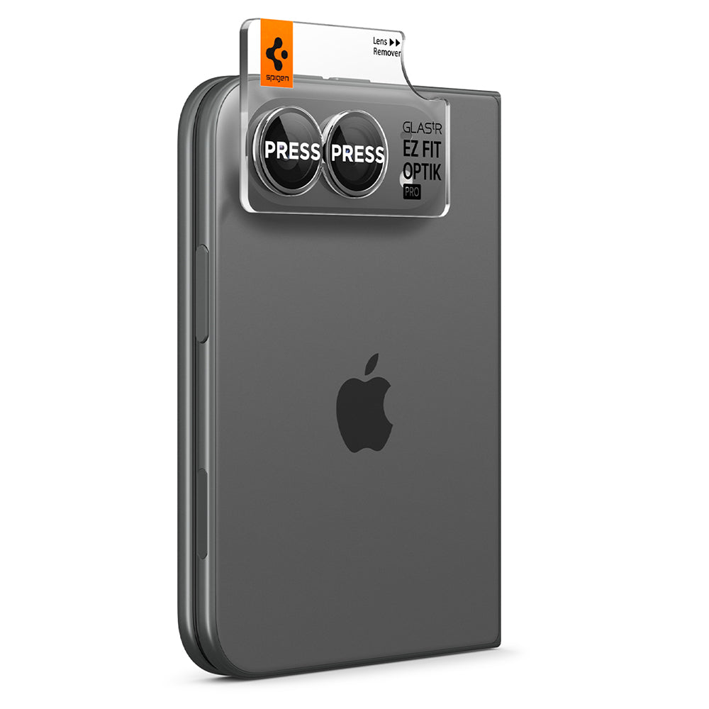 Achtercamera beschermfolie Spigen GlastR EZ FIT Optik Pro voor Apple iPhone Duo, gehard glas, set van 2 stuks, grijs AGL12012