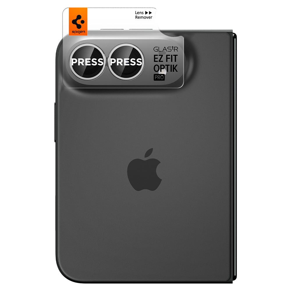 Achtercamera beschermfolie Spigen GlastR EZ FIT Optik Pro voor Apple iPhone Duo, gehard glas, set van 2 stuks, grijs AGL12012