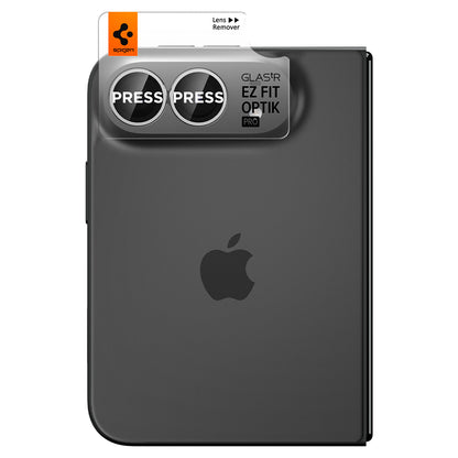 Achtercamera beschermfolie Spigen GlastR EZ FIT Optik Pro voor Apple iPhone Duo, gehard glas, set van 2 stuks, grijs AGL12012