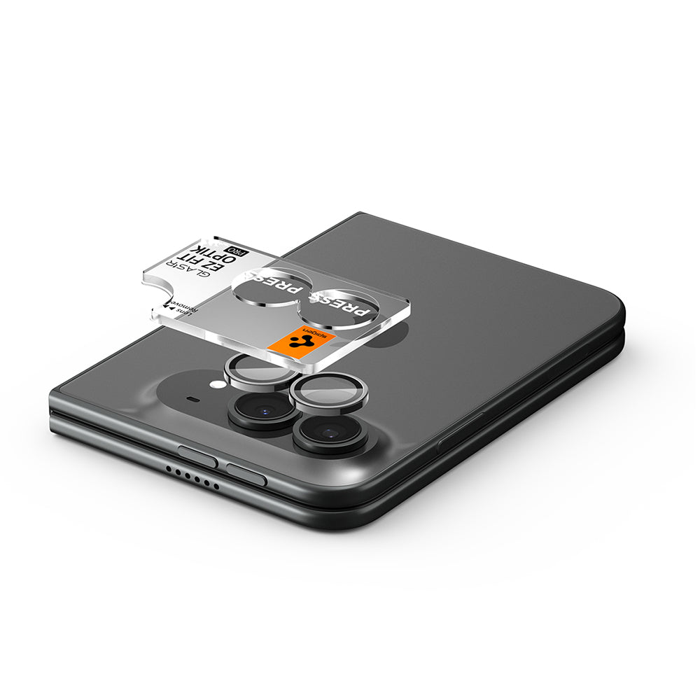 Achtercamera beschermfolie Spigen GlastR EZ FIT Optik Pro voor Apple iPhone Duo, gehard glas, set van 2 stuks, grijs AGL12012