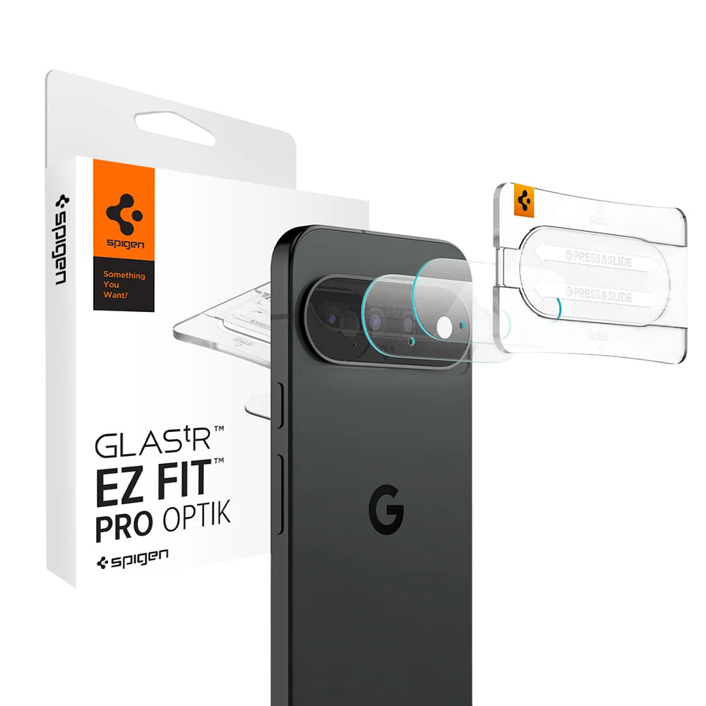 Beschermfolie Achtercamera Spigen GlastR EZ FIT Optik Pro voor Google Pixel 11, Gehard Glas, Set van 2 stuks, Zwart AGL11479