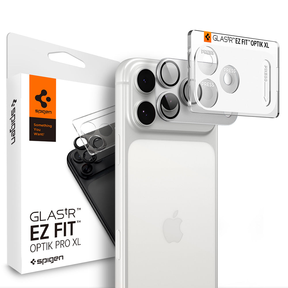 Achtercamera beschermfolie Spigen GlastR EZ FIT Optik Pro XL voor Apple iPhone 18 Pro Max, gehard glas, zilver AGL12042