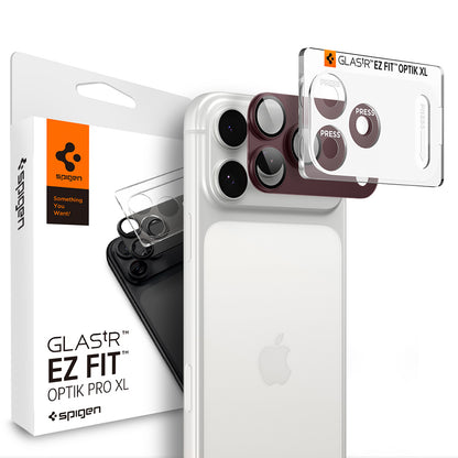 Achtercamera beschermfolie Spigen GlastR EZ FIT Optik Pro XL voor Apple iPhone 18 Pro, gehard glas, bordeauxrood AGL12036