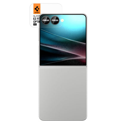 Beschermfolie Achtercamera Spigen GlastR EZ FIT Optik Pro HD voor Samsung Galaxy Z Flip7 F766, Gehard Glas, Set van 2 stuks, Zwart AGL09587