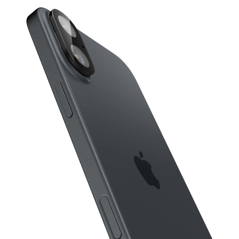 Beschermfolie Achtercamera Spigen GlastR Optik voor Apple iPhone 16 Plus / 16, Gehard Glas, Set van 2 stuks, Zwart AGL07922