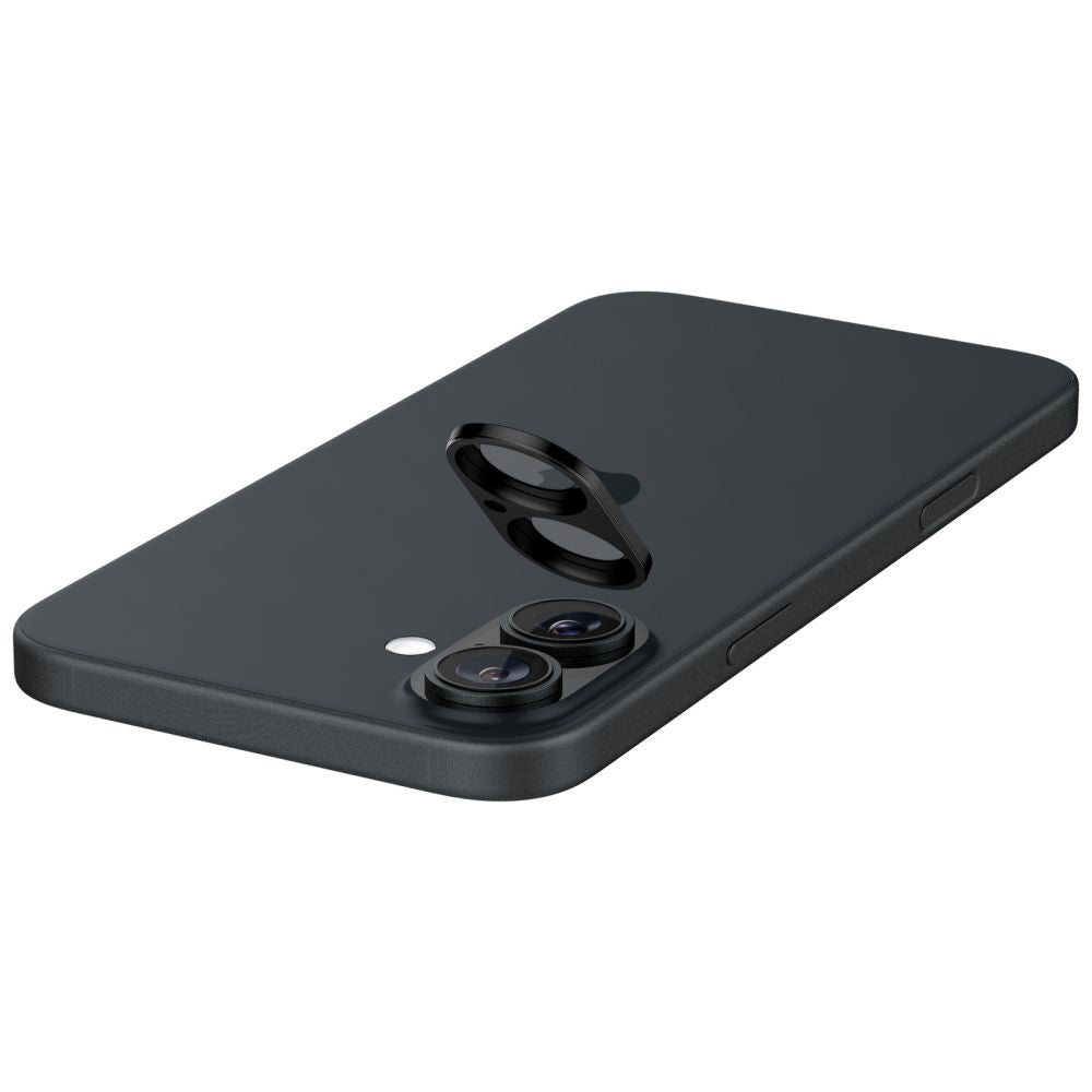 Beschermfolie Achtercamera Spigen GlastR Optik voor Apple iPhone 16 Plus / 16, Gehard Glas, Set van 2 stuks, Zwart AGL07922
