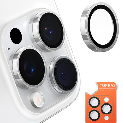 Achtercamera beschermfolie Torras Lensguard voor Apple iPhone 16 Pro Max / 16 Pro, gehard glas, metallic grijs