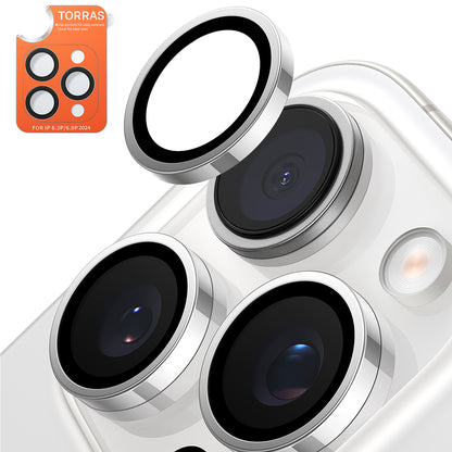 Achtercamera beschermfolie Torras Lensguard voor Apple iPhone 16 Pro Max / 16 Pro, gehard glas, metallic grijs