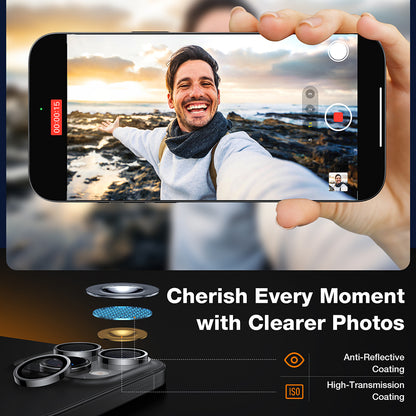 Achtercamera beschermfolie Torras Lensguard voor Apple iPhone 16 Pro Max / 16 Pro, gehard glas, metallic grijs