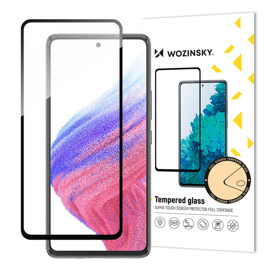 WZK Screen Protector voor Samsung Galaxy A54 A546, Afgeschermd glas, volledige lijm, zwart