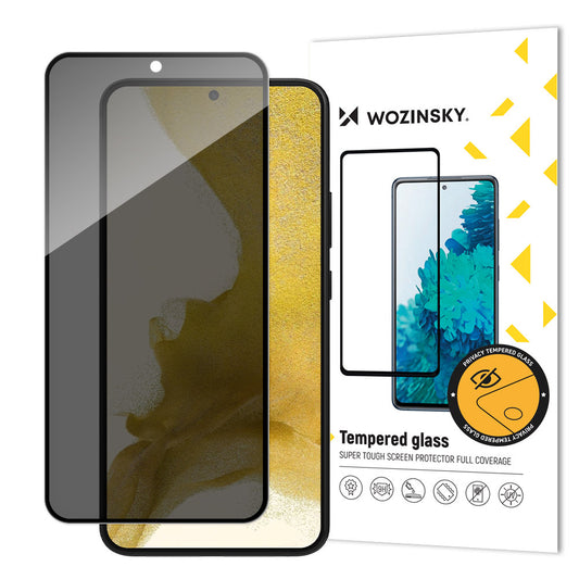 WZK AntiSpy Privacy Screen Protector voor Samsung Galaxy S22+ 5G S906, beschermend glas, volledig gelijmd 