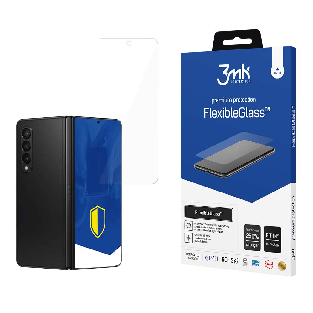 3MK FlexibelGlas Screen Protector voor Samsung Galaxy Z Fold5 F946, Flexibel Glas, Volledig gelijmd, Buitenscherm 