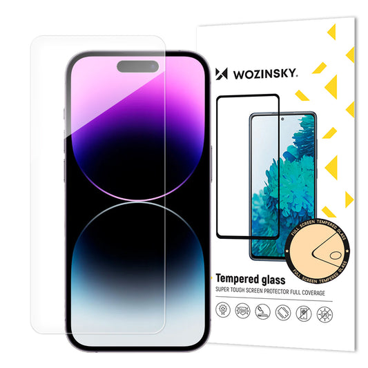 WZK Screen Protector voor Apple iPhone 15 Pro, Afgeschermd Glas, Volledig Gelijmd