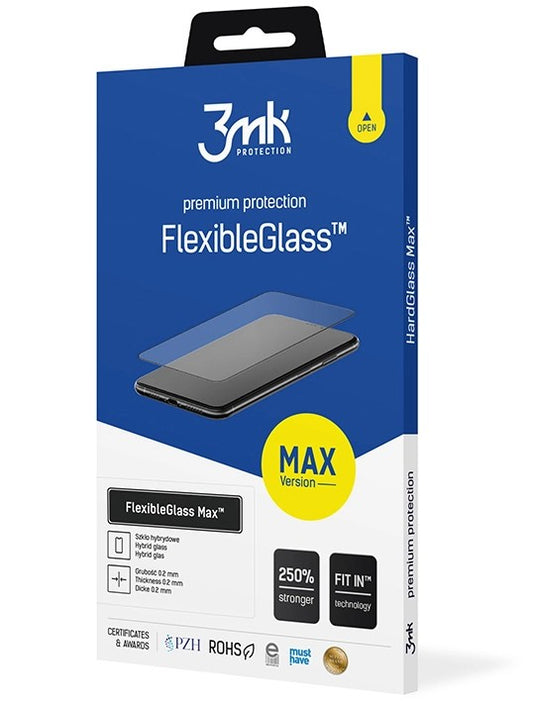 Screen Protector 3MK FlexibleGlass Max voor Samsung Galaxy Galaxy A52s 5G A528 / A52 5G A526 / A52 A525, Flexibel Glas, Volledig Gelijmd, Zwart