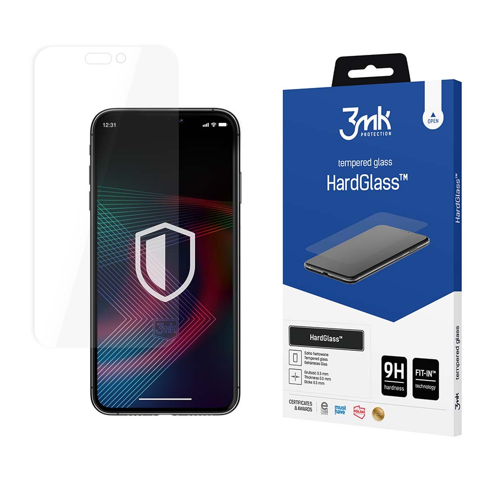 3MK HardGlass Screen Protector voor Apple iPhone 14 Pro Max, Hard Glas, Volledig gelijmd