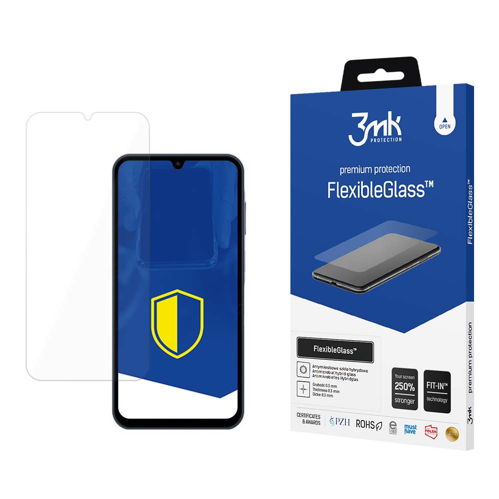 3MK FlexibelGlas Screen Protector voor Samsung Galaxy A15 5G A156 / A15 A155 / A25 A256, Flexibel Glas, Volledig Gelijmd