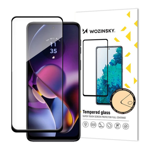 WZK Screen Protector voor Motorola Moto G54, Afgeschermd glas, volledige lijm, zwart 