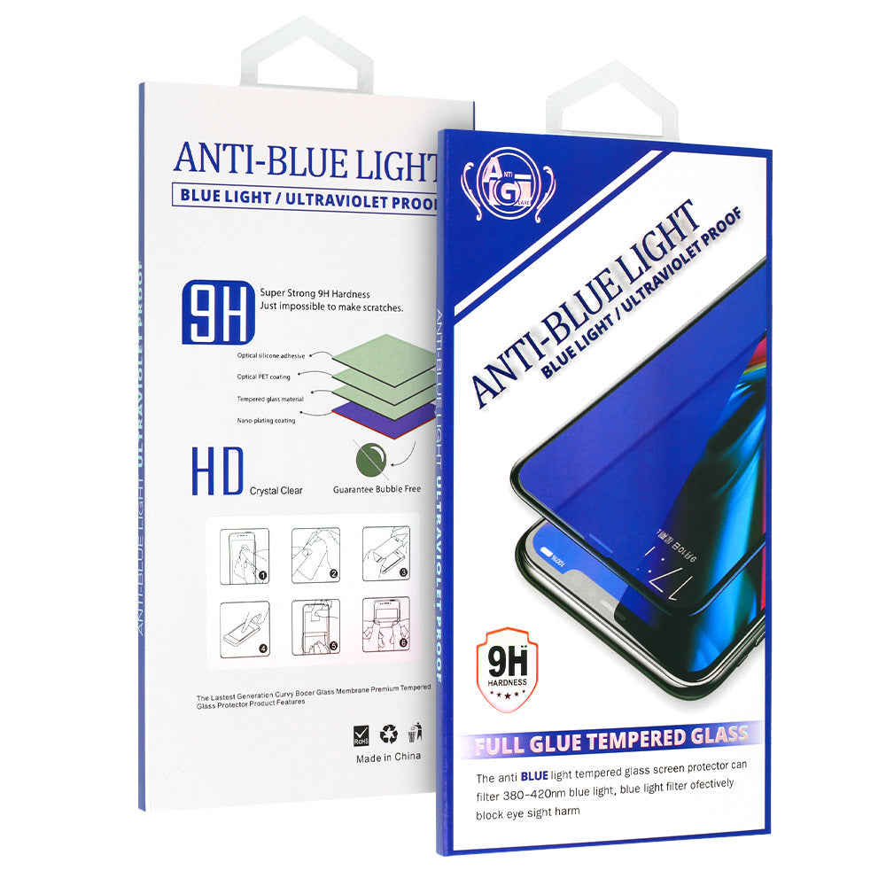 OEM Anti Blue Light Screen Protector for Xiaomi Redmi Note 9, Tempered Glass, Full Glue, Black