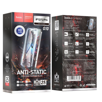 HOCO schermbeschermfolie voor Apple iPhone 12 Pro Max, Gehard Glas, Volledige Lijm, Set van 25 stuks, Zwart
