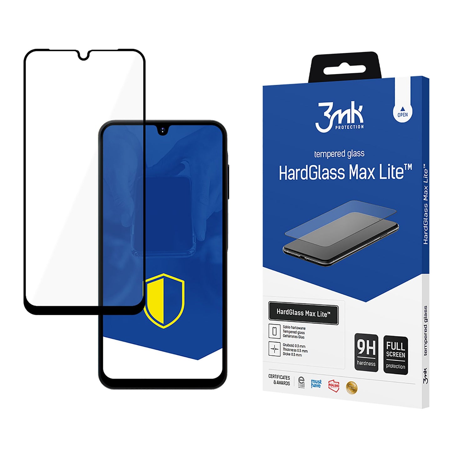 3MK HardGlass Max Lite Screen Protector for Samsung Galaxy A16 5G A166 / A16 4G A165, Tempered Glass, Full Glue, Black