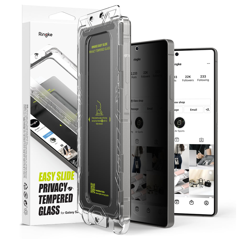 Privacy Ringke Easy Slide schermbeschermfolie voor Samsung Galaxy S25 Ultra S938, Gehard Glas, Volledige Lijm, Set van 2 stuks