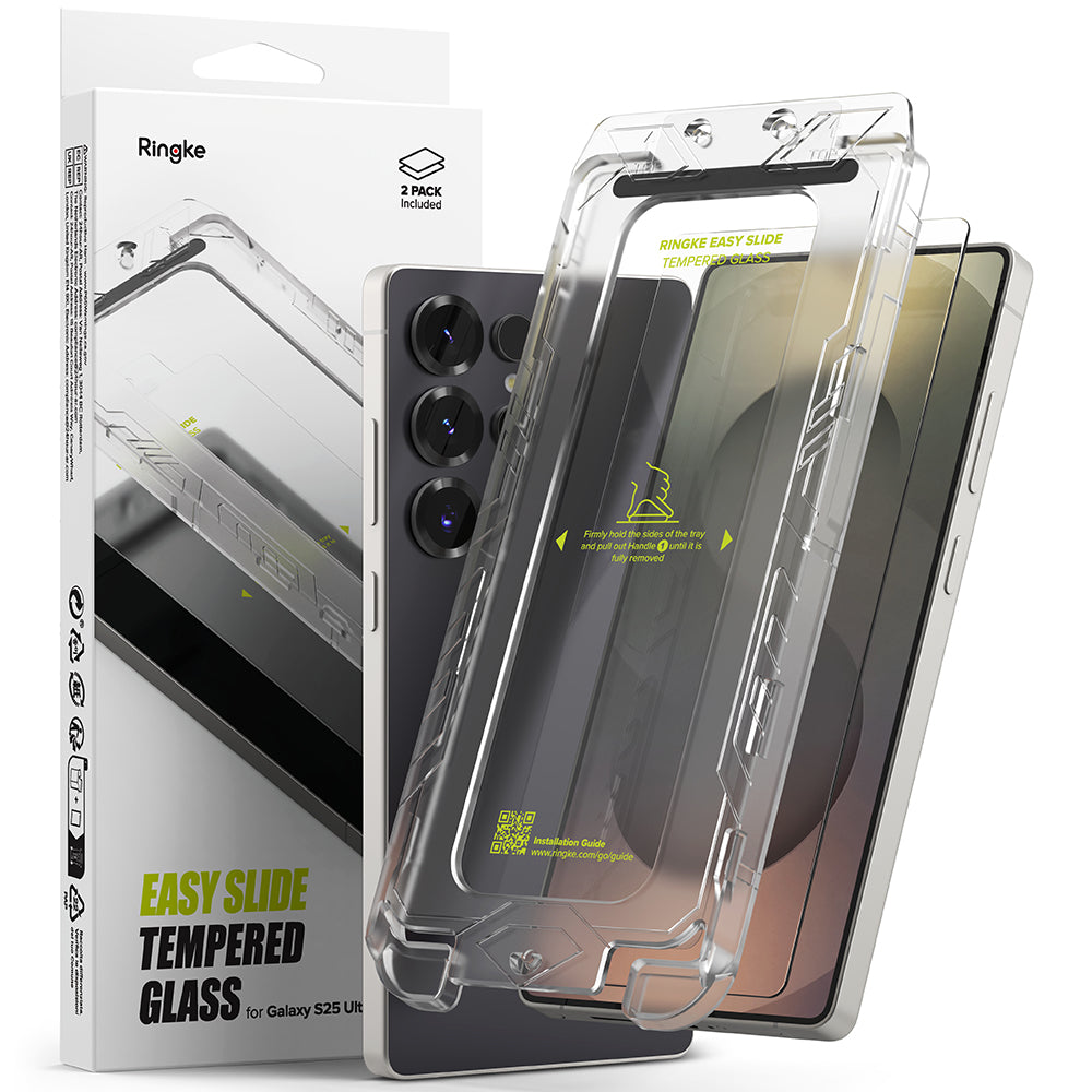 Ringke Easy Slide schermbeschermfolie voor Samsung Galaxy S25 Ultra S938, Gehard Glas, Volledige Lijm, Set van 2 stuks