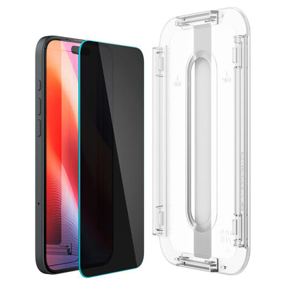 Spigen GlastR EZ FIT Privacy Screen Protector for Apple iPhone 16 / 15, Tempered Glass, Full Glue, Set of 2 pieces AGL06905