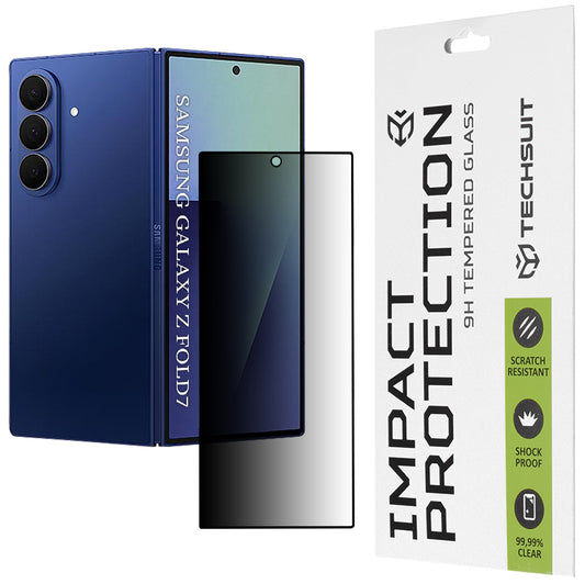 Privacy Techsuit Buiten Scherm Beschermfolie voor Samsung Galaxy Z Fold7 F966, Gehard Glas, Volledige Lijm, 111D