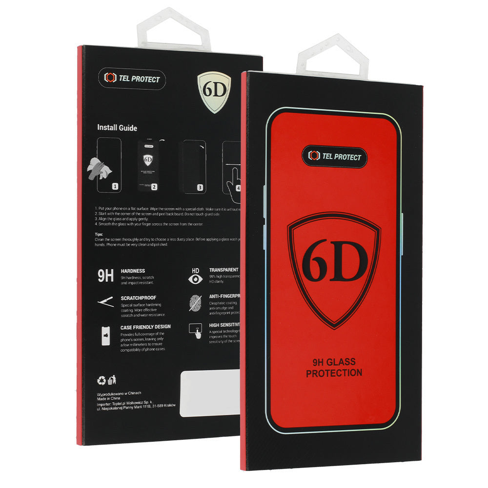 OEM schermbeschermfolie voor Samsung Galaxy A07 4G A075 / A06 A065 / A05 A055, gehard glas, volledige lijm, 6D, zwart