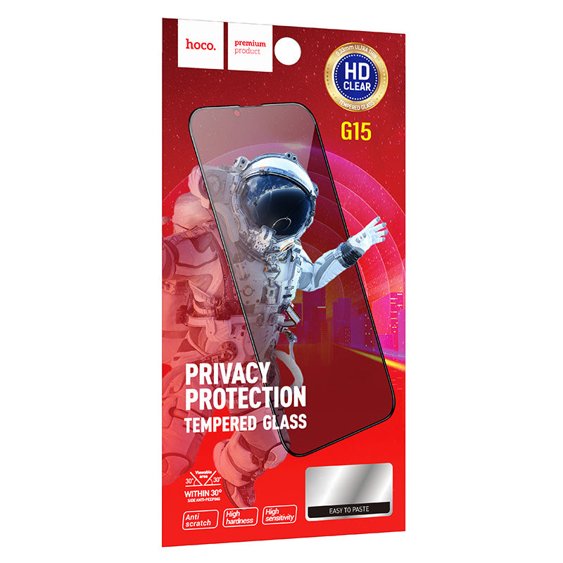 Privacy Screen Protector HOCO G15 voor Apple iPhone 12 / 12 Pro, Gehard Glas, Volledige Lijm, 5D