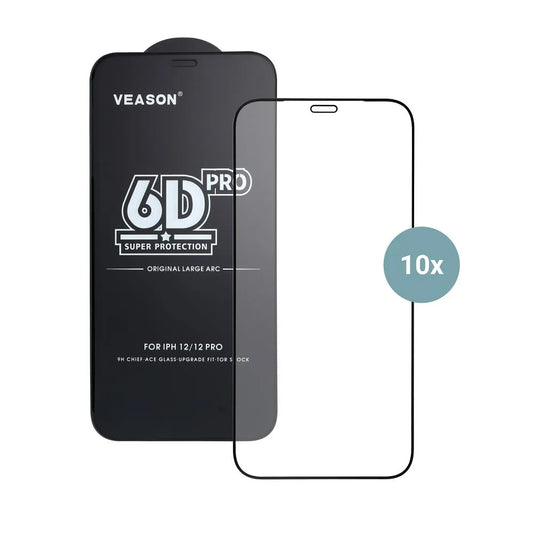 Veason PRO schermbeschermfolie voor Apple iPhone 17 Air, gehard glas, volledige lijm, set van 10 stuks, 6D, zwart