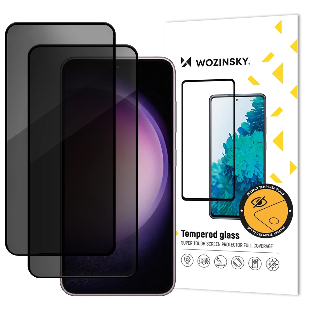 Privacy Screen Protector WZK AntiSpy voor Samsung Galaxy S25 FE, Gehard Glas, Volledige Lijm, Set van 2 stuks