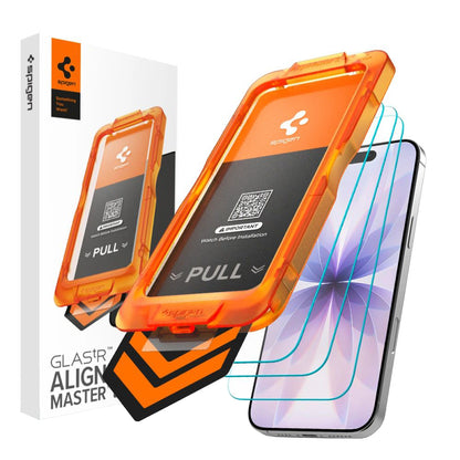 Beschermfolie Scherm Spigen GlastR Align Master Slim voor Apple iPhone 17, Gehard Glas, Volledige Lijm, Set van 3 stuks AGL10484