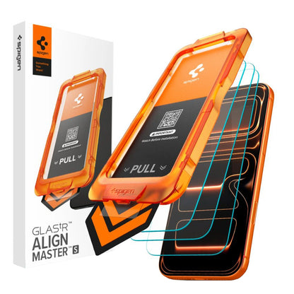 Beschermfolie Scherm Spigen GlastR Align Master Slim voor Apple iPhone 17 Pro Max, Gehard Glas, Volledige Lijm, Set van 3 stuks AGL10099