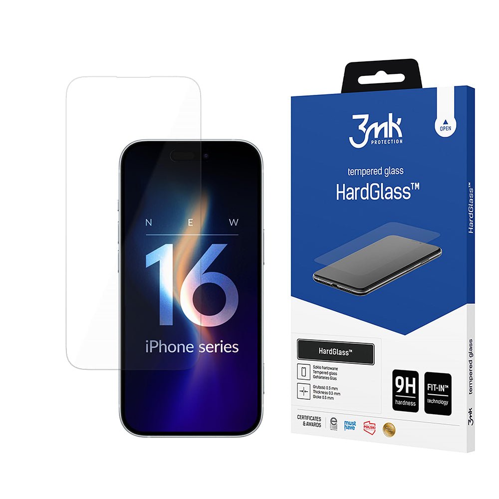 3MK HardGlass 2 schermbeschermfolie voor Apple iPhone 16 Pro Max, gehard glas, volledige lijm