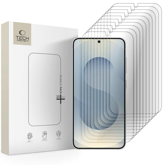 Tech-Protect schermbeschermfolie voor Samsung Galaxy S25 S931 / S24 S921, Gehard Glas, Volledige Lijm, Set van 10 stuks