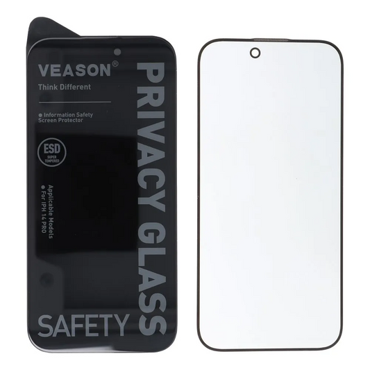 Privacy Screen Protector Veason voor Apple iPhone 14 / 13 Pro, Gehard Glas, Volledige Lijm, 6D
