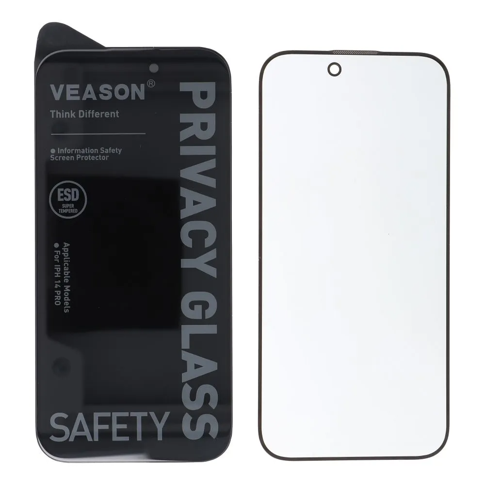 Veason Privacy Screen Protector for Apple iPhone 14 Pro, Tempered Glass, Full Glue, 6D