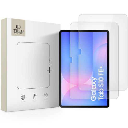 Schermbeveiligingsfolie Tech-Protect FIT+ voor Samsung Galaxy Tab S10 FE+, Gehard Glas, Volledige Lijm, Set van 2 stuks, 2.5D