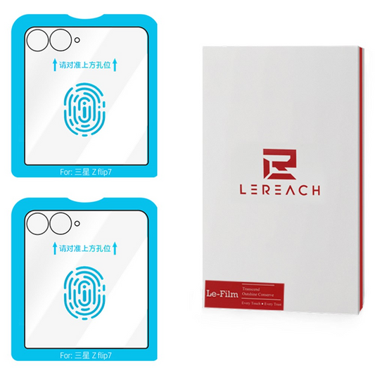 Lereach Buiten Scherm Beschermfolie voor Samsung Galaxy Z Flip8 F776 / Galaxy Z Flip7 F766, Gehard Glas, Volledige Lijm, Set van 2 Stuks, Zwart