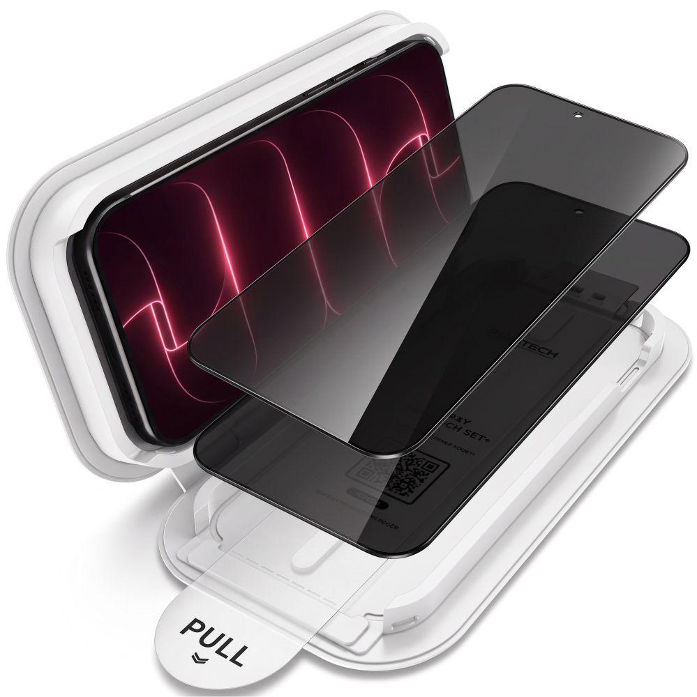 Privacy Tech-Protect OneTouch schermbeschermfolie voor Apple iPhone 18 Pro, gehard glas, volledige lijm, set van 2 stuks