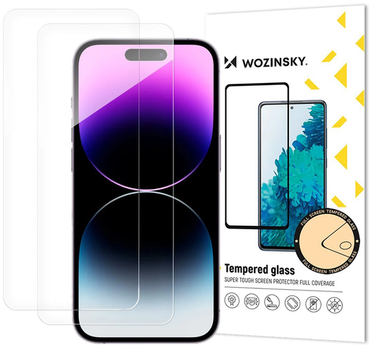 WZK schermbeschermfolie voor Apple iPhone 18 Pro / 17 Pro / 16 Pro, gehard glas, volledige lijm, set van 2 stuks